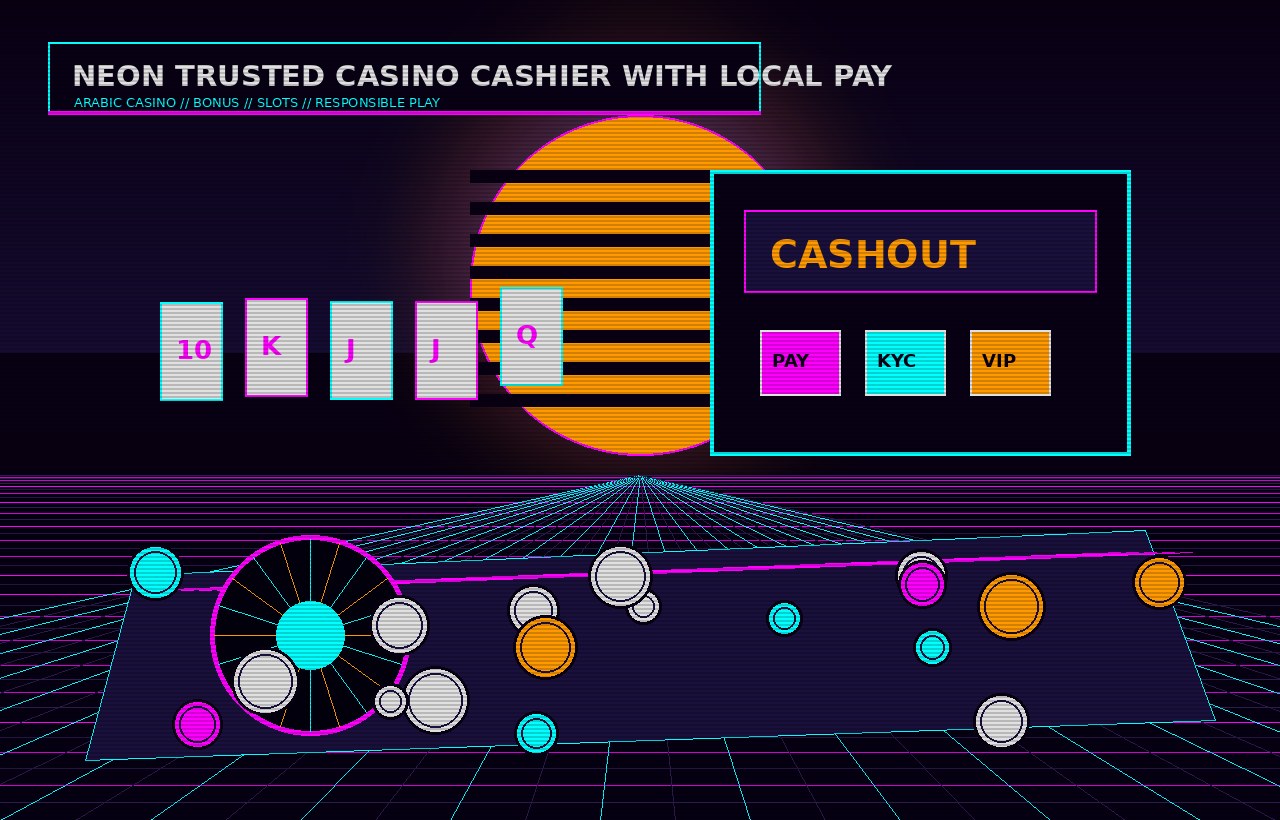 Neon slot machine and free spins wheel